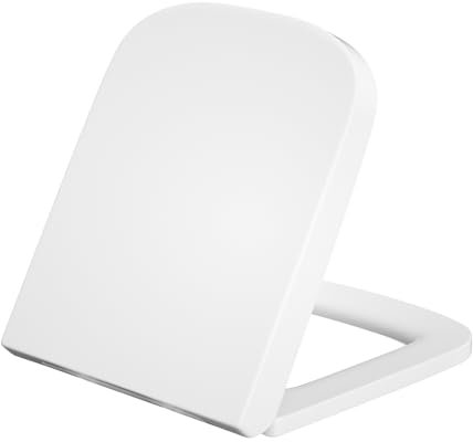 Vantency Square Toilet Seat Soft Close, Top Fit White Toilet Seats with Quick Release, Adjustable Hinges