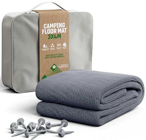 GardenGloss Awning Carpet 300x400 – Outdoor Camping Rug, Weatherproof – Camping Tent Carpet incl. 12 Pegs and Carry Bag