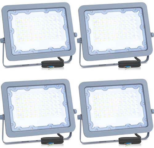 Aigostar Focos Led Exterior 4 piezas, 50W 6500K LED Floodlight Exterior, luz de inundación para exteriores de 4500LM a prueba de agua IP65 para patio, jardín, garajes