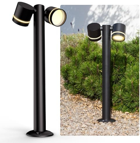 SSC-LUXon ULICA Outdoor Standleuchte mit 2x LED Lampen warmweiß GX53 5W - Pollerlampe schwarz matt IP54 schwenkbares Licht 230V