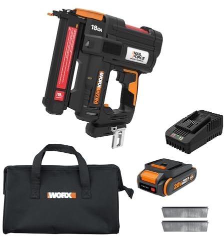 Worx Nitro 20V Cordless 18-Gauge Narrow Crown Stapler, Cordless Staple Gun Fires Up to 80 Staples/Min, Battery Powered Staple Gun with Tool-Free Jam Release WX844L – Battery & Charger Included