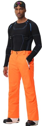ALSOGO Pantalon de ski pour homme - Imperméable - Coupe-vent - Pantalon de neige - Pantalon de snowboard - Avec bretelles amovibles