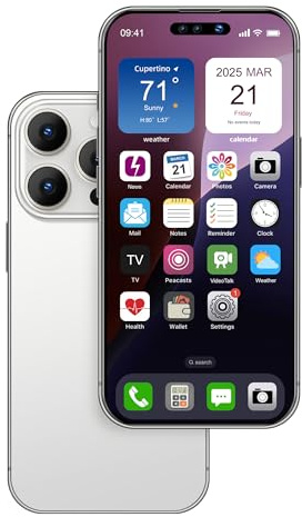 FufoneUS Affichage de Faux Jouets téléphone Portable modèle métallique Non Fonctionnel réplique 1:1 téléphone pour téléphone 16 Pro Max Faux Jouets téléphone Portable, écran Couleur Argent 16promax