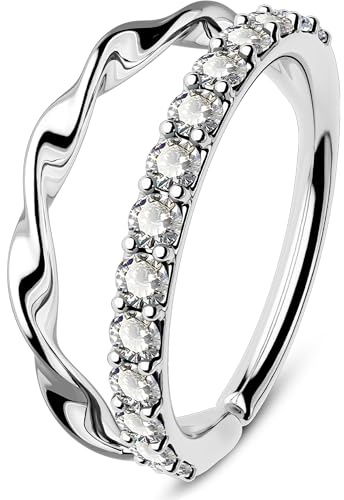 OUFER 20G Naso Piercing CZ Trasparente - Anello 8mm Seamless Open Double Line