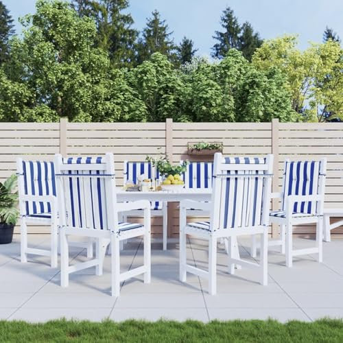 Fasba Niedriglehner-Auflagen, Gartenstuhlauflagen mit Bänder, Sitzauflagen Polster für Gartenmöbel, Polsterauflagen für Gartenstuhl, 6 STK. Blau & Weiß Gestreift Stoff