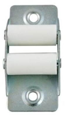 IdeaGenesis - Pack 2 Pasacintas Metálicos con Rodillos de Nylon en blanco para Recogedor de Persiana Enrollable. Guía de Correa para Cintas de 14mm para persianas Standard Maxi. (Metálico, Cinta 14mm)
