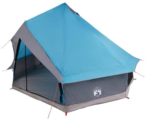 vidaXL Tente Tipi avec Toit Bleu 400 x 346 x 250 cm Taffetas, Abri Familial pour Camping, Tente tipi Moderne pour Les Sorties, été et Accessoires de Jardin et terrasse
