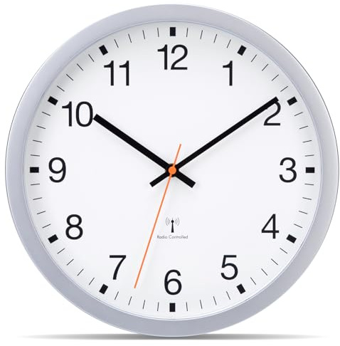 VIVILINEN Funkuhr Wand Lautlos Wanduhr Ohne Tickgeräusche Funkwanduhr Geräuschlos Nicht Tickend Moderne Wamduhr für Wohnzimmer Schlafzimmer Büro Küche 30x30cm