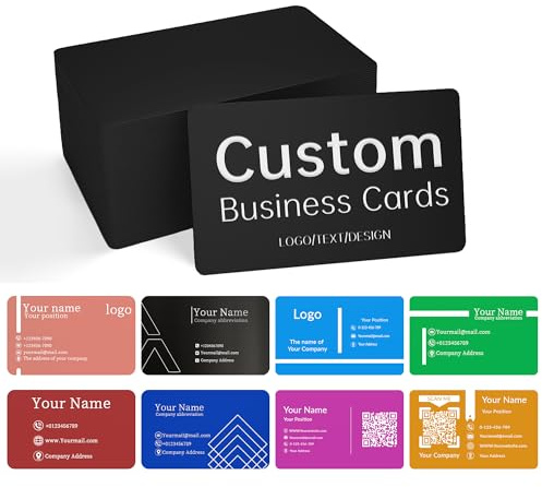 20 à 600 cartes de visite en métal personnalisées avec logo/texte/design/code QR, informations de gravure laser permanentes et claires, personnalisables sur les deux côtés, aluminium anodisé de 0,5 mm