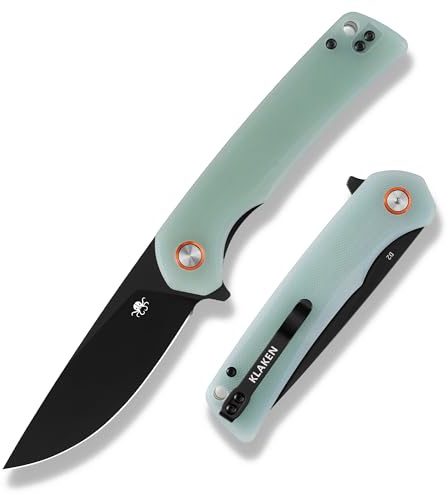 KLAKEN Pocket Knife, 3.54 D2 Blade Folding Knife, G10 Handle Survival Hunting Knife, Flipper Camping Hiking Knives For Men and Women, EDC Tool with Pocket Clip