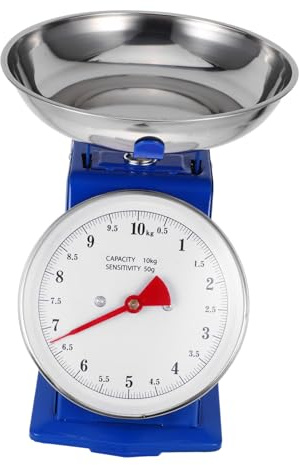 LABRIMP Báscula Mecánica de Cocina con Gran Esfera Analógica Bandeja Extraíble de Acero Inoxidable Precisión para Ingredientes Secos y Líquidos Sin Baterías Diseño Retro