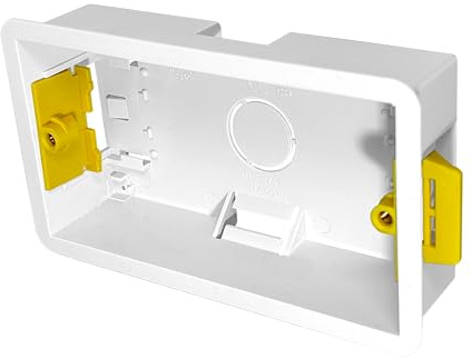 Evoges 2 Gang Dry Lining Back Box 35mm | Fast-Fit Electrical Wall Boxes for Plasterboard (Pack of 1)