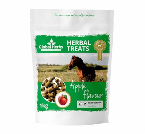 Global Herbs Apple Treats for Horses Natural Low-Calorie Treats 1kg