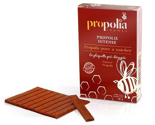Propóleo Puro para Masticar Convencional Propolia 10 g, propóleo 100% purificado, formato masticable, complemento de composición simple, marca Propolia, sabor intenso y uso práctico