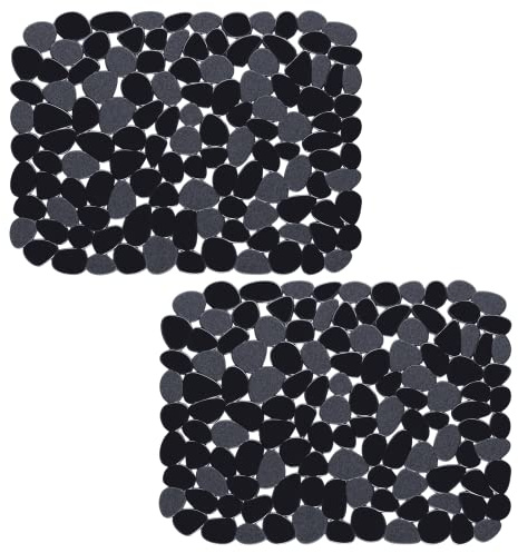 Bligli Pebble Sink Mat for Stainless Steel/Ceramic Sinks, 2 Pack PVC Sink Protectors Mats for Bottom of Kitchen Sink, Dish Drying Mat for Dishes and Glassware, 15.7 x 11.8 inch, Black