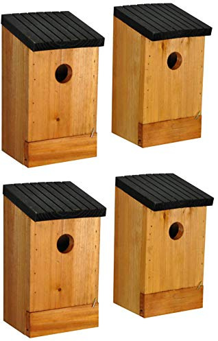 Selections Traditional Wooden Birds Nest Box Bird House (Pack of 4)