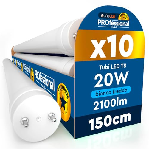 Eurocali 10 Tubes LED 150cm 20W T8 G13 CREE avec Starter - 2100 Lumens Blanc Neutre 4000K - Garantie 6 Ans - Haute Luminosité 105 lm/W Nano Plastic - Remplacement Néon pour Garage Magasin Plafond