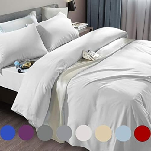 SONORO KATE Bed Sheet Set Super Soft Microfiber 1800 Thread Count Luxury Egyptian Sheets Fit 18-24 Inch Deep Pocket Mattress Wrinkle-6 Piece (White, King)