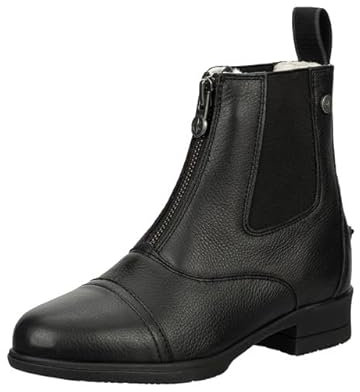 Suedwind Reitstiefeletten Nova Soft FZ Winter - Herren & Damen Reitschuhe aus Rindsleder – Paddock Stiefeletten mit Teddyfell, Komfort-Gummisohle & Reißverschluss vorne – schwarz – Gr. 39