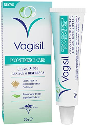 Vagisil Cuidado Incontinencia 2 En 1 Crema Fresca Y Calmante Para Mujer, Con Avena Natural, Refresca Con Un Aroma Botánico Suave, 30 g