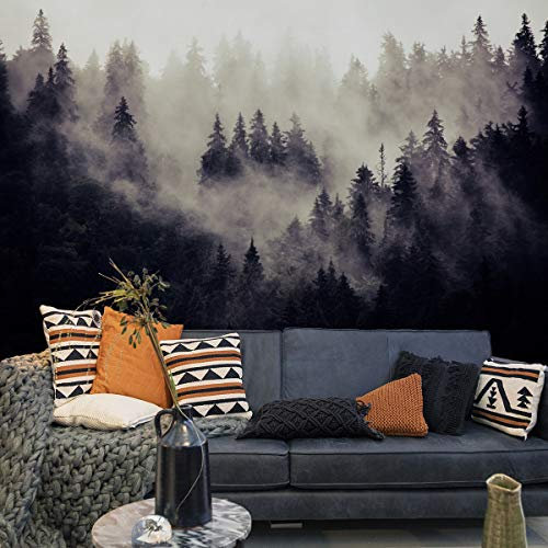 Muralo Fabelhafte Vlies Fototapete 416x254 3D Effekt Wald Bäume Nebel Moderne Tapete Wohnzimmer Schlafzimmer Wandbilder Wandtapete XXL Luxus Abstrakt Br. 416 cm x Hö. 254 cm