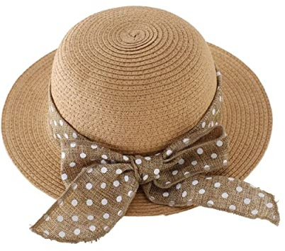Magracy Baby Mädchen Strohhut Schöne Sonnenschutzhüte Sommer Schleife Strandkappe für Kinder L Kaffee