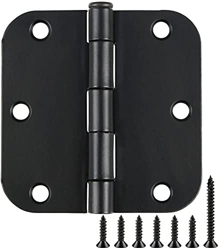 TDCHINGES Rounded Door Hinges Matte Black 3.5 Inch x 3 1/2 6 Pack 2.2mm