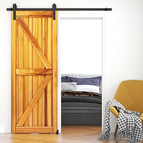 WOLFBIRD 457cm/15ft Schiebetürbeschlag Set Schiebetürsystem mit Bodenführung für Einzeltür Türbenutzung Laufschienen für Schiebetüren