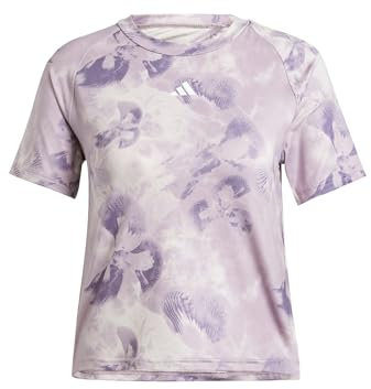 adidas Damen Train Essentials AOP Flower Tie-Dye Tee T-Shirt, Putty Mauve/Preloved Fig, M