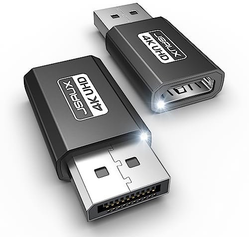 JSAUX 4K DisplayPort zu HDMI Adapter 2-Stück, DP PC zu HDMI Monitor Konverter Video UHD 2K@120Hz,4K@30 DP Stecker zu HDTV Buchse Adapter Kompatibel mit Dell, Lenovo, HP,GPU, NVIDIA, Desktop -Schwarz