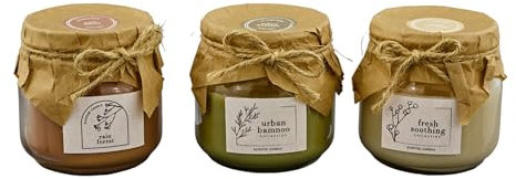 Doni Bomboniere Matrimonio 12PZ Candela Profumata Natural Assortita in Segnaposto Profuma Ambienti Candele Profumate Comunione Cresima Battesimo 3 Profumazioni E Colori con Carta Avana Spago sul