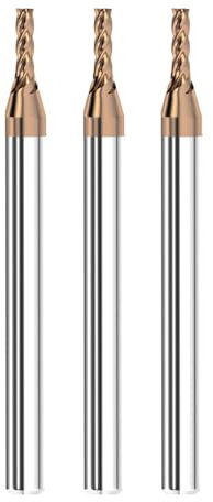 Cleqee 3 fresas de metal duro, fresa cuadrada de 2 mm, revestimiento AlTiN, 4 cuchillas broca espiral de metal duro CNC, longitud de la hoja: 5 mm x longitud total 50 mm x diámetro del vástago 4 mm