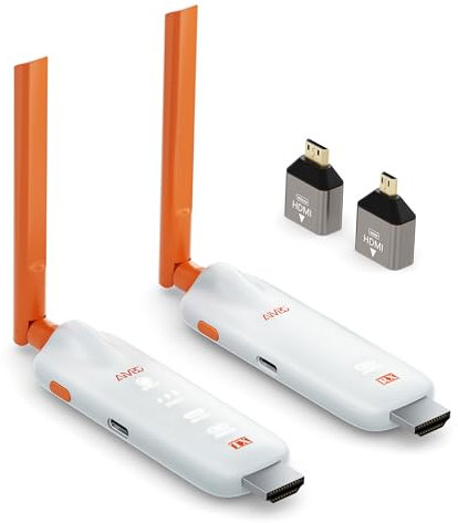 Wireless HDMI Transmitter and Receiver 5G - Bis zu 6 RXs, 2025 Kabellos Sender Empfänger mit LED-Anzeige, HDMI Funkübertragung 4K-Dekodierung von Laptop/TV Box/Kamera zu TV/Monitor/Beamer