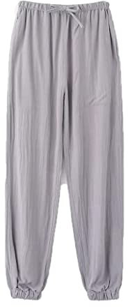 Unisex Baumwollwäsche Tai Chi Hosen losen Tang Anzug Hosen Kung Fu Hosen Hosen Kampfkunsthose Grey-L