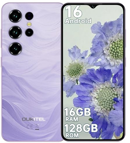 OUKITEL C2 Smartphone Android 16-16(4+12) GB RAM + 128GB ROM/TF 1TB - 6,52 HD Telefono Cellulare 5000mAh 13MP+5MP Camera Telefono Dual SIM 4G Cellulari e Smartphone/Face ID/3.5mm Jack Viola