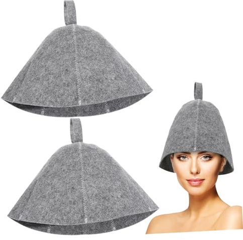 BESTYASH 2pcs Thickened Felt Sauna Hats Lightweight Russian Bath Cap for Men Women Insulating Hair Protection Portable Bathroom Shower Bonnet to Prevent Overheating and Damage