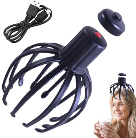 Masajeador de cuero cabelludo – Rascador de cuero cabelludo recargable | Rascador de cabeza portátil de pulpo, rascador eléctrico para relajarse, aliviar el estrés y masajear la cabeza, dispositivo de