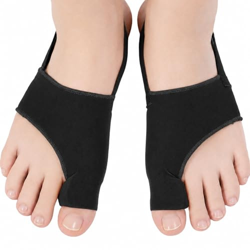 CFYHXY 1 Pair Bunion Corrector Big Toe Straightener with Heel Strap (Black) | Big Toe Protector & Broken Toe Support. Soft Hallux Valgus Socks for All-Day Comfort, Gel Separator Reduces Friction