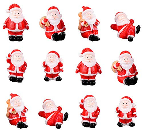MeiLiu Figurines Miniatures , Mini père noël Artisanat résine de Table Ornement, Maisons Jardin décoration darbre de Noël, Jouets de Cadeau de Noël pour Les Enfants