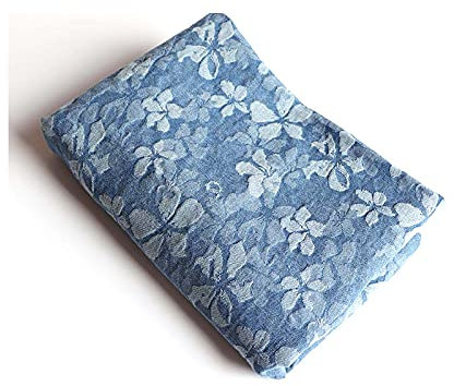 Jeansstoff Baumwolle Blumen Jacquard Jeans Stoff Nach Dem Waschen Stretch Denim Stoff Nähmaterial Heimtextilien zum Nähen Von Anzughosen Bekleidungszubehör(Breite: 145 cm)(Size:0.5 m,Color:Hellblau)