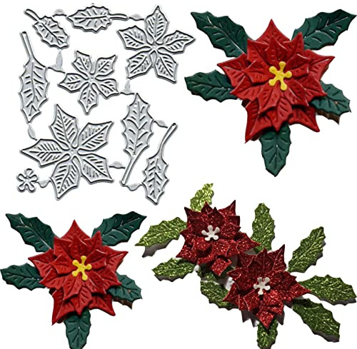 8 st/set lönnlöv blomma stansning i metall, bröllop jullöv blomma skärning schabloner för gör-det-själv scrapbooking dekorativ prägling papper kort tillverkning