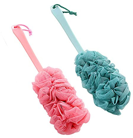 2 Pièces Brosse dos douche Longue Poignée Brosse pour le dos avec Fleur de Douche Brosse de Bain à Long Manch Brosse Dos Douche Exfoliant Corps Brosse dos Douche pour Homme et Femme