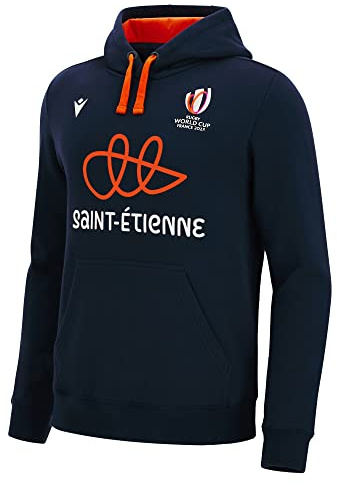 Macron Sudadera con capucha para adulto Saint-Etienne Rugby World Cup 2023 Oficial, azul, XL