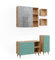 Vicco Badmöbel-Set Rudi, Badezimmerschrank-Set, Mintgrün/Eiche, 5 Teile