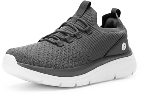 FitVille Extra Wide Slip on Shoes for Men, Lightweight and Breathable Mens Wide Slip on Shoes Max Cushioning (Grey, 11.5EW)