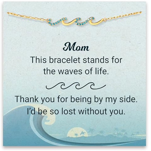 STORYJEWELLERY Mothers Day Gifts, Mom Bracelets for Women, Wave Bracelet, Birthday Gifts for Moms, Mom Jewelry, Womens Day Birthday Presents