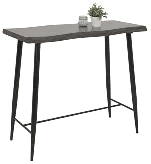 Hela Tische, Bartisch Bistotisch mit Baumkantenoptik Gabi, Dekor Akazie Grau, Wabenplatte mit Melaminbeschichtung, Rundrohr-Metallgestell, 120x60cm