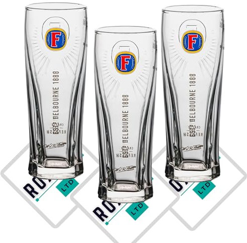 RoxleyLtd Roxley Fosters Verre à bière demi-pinte X3 Verres à bière blonde | Grotte de l’homme | Pub-Club