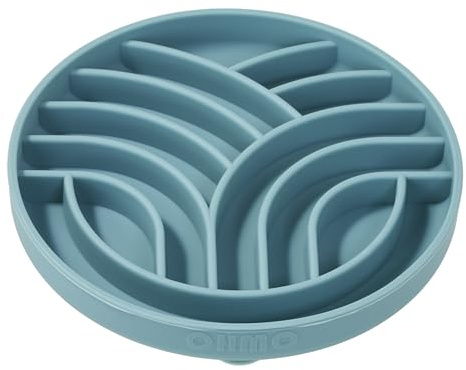 OHMO Slow Feeder Dog Cat Bowl (Small, Tree of Life), Silicone Puppy Food Bowl with Anti-Slip Suction Cup Slow Down Small Dogs Eating Anti Choking, Light Blue