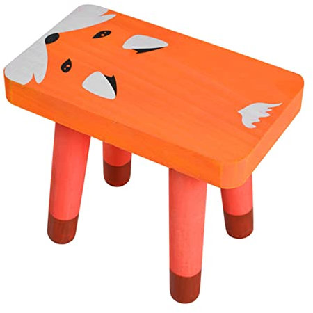 KICHOUSE 1stück Cartoon Tier Tritthocker Junge Mädchen Hocker Holzmöbel Für Kinderzimmer Füchse Robuster Und Tritt Für Kleinkinder Für Badezimmer Schlafzimmer Und Mehr